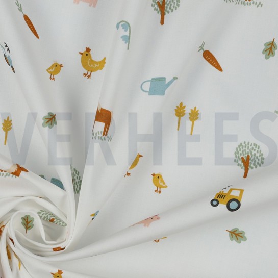 FINE POPLIN FARM LIFE WHITE #7