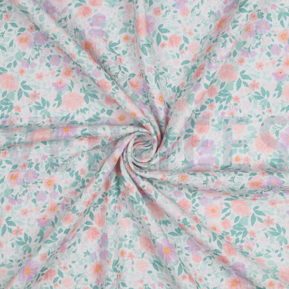 DOUBLE GAUZE DIGITAAL BLOEMEN WIT #7