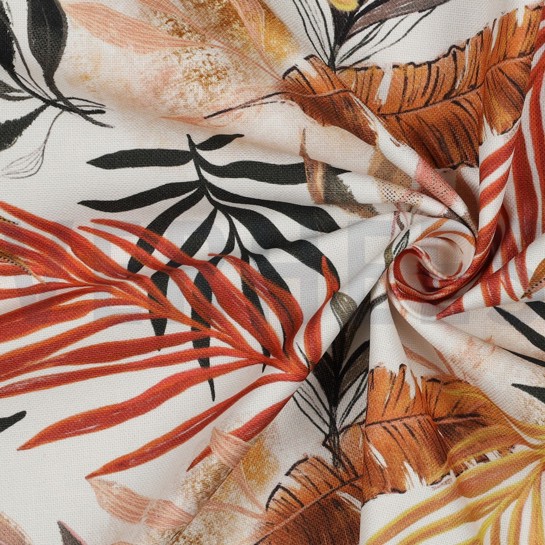 CANVAS DIGITAL TROPICAL LEAVES ECRU #7