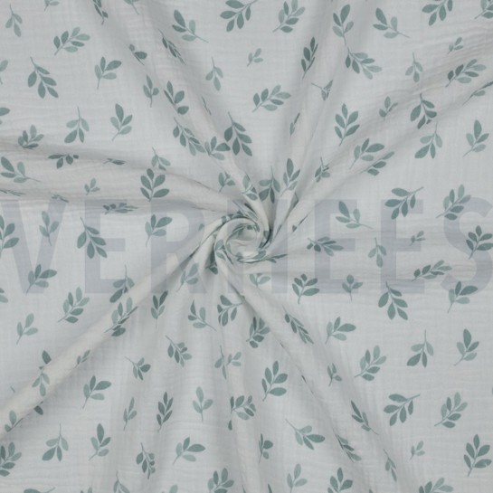 DOUBLE GAUZE BLADEREN SALIEGROEN #7