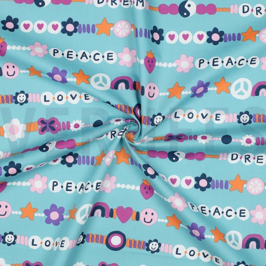 POPELINE DE COTON AMOUR PÉTROLE CLAIR #7