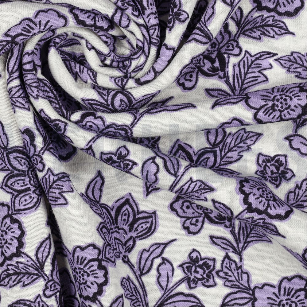 SWEAT MÉLANGE FLEURS ÉCRU MÉLANGÉ / VIOLET #7