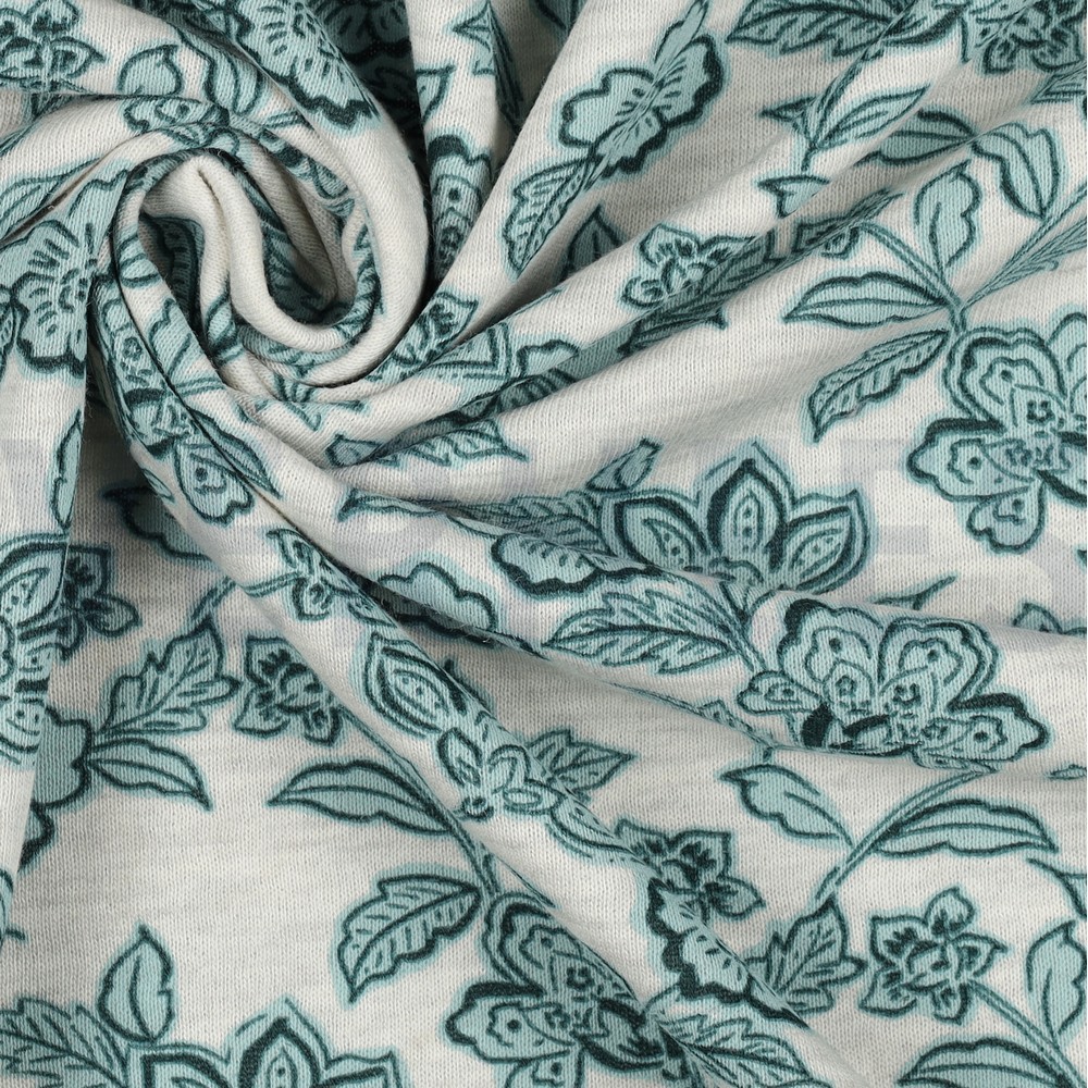 SWEAT MELANGE FLOWERS ECRU MELANGE-GREEN #7