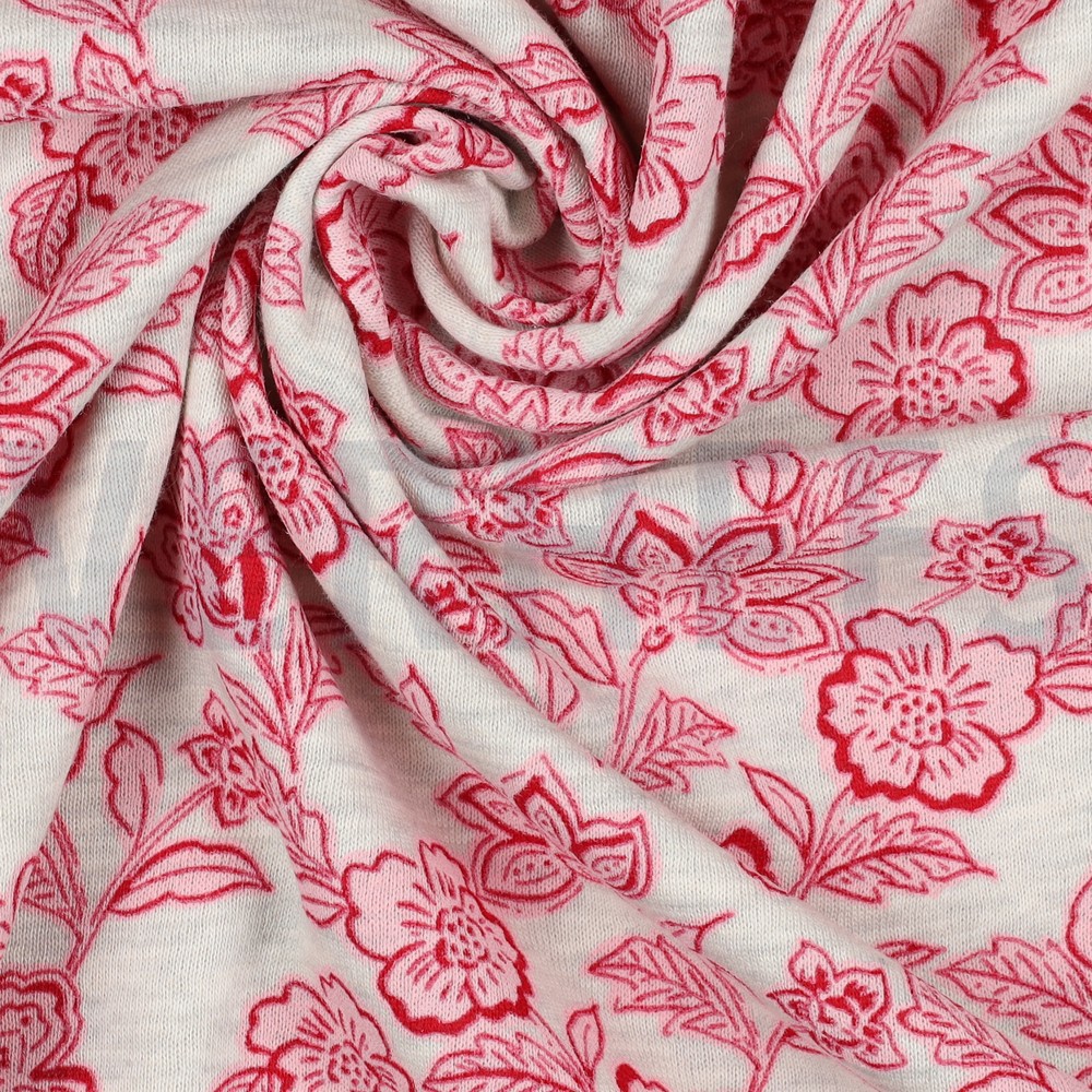 SWEAT MÉLANGE FLEURS ÉCRU MÉLANGÉ / ROSE #7
