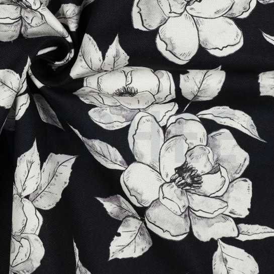 TOILE DÉCORATION FLEURS NOIR #7