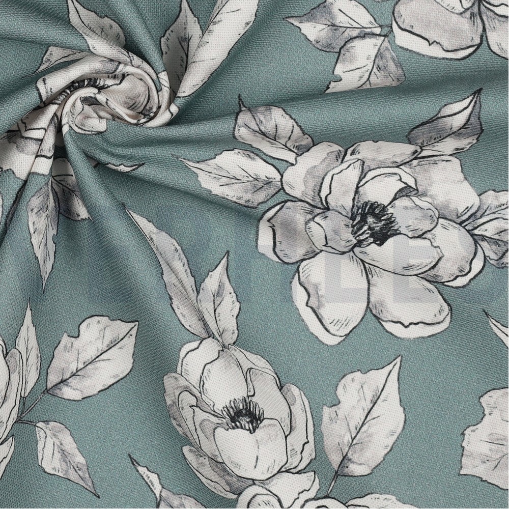 TOILE DÉCORATION FLEURS MENTHE FONCÉ #7