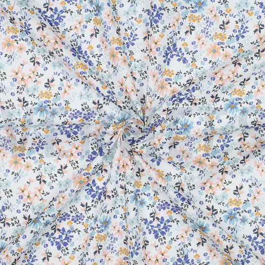 COTON VOILE DIGITAL FLEURS BLEU #7