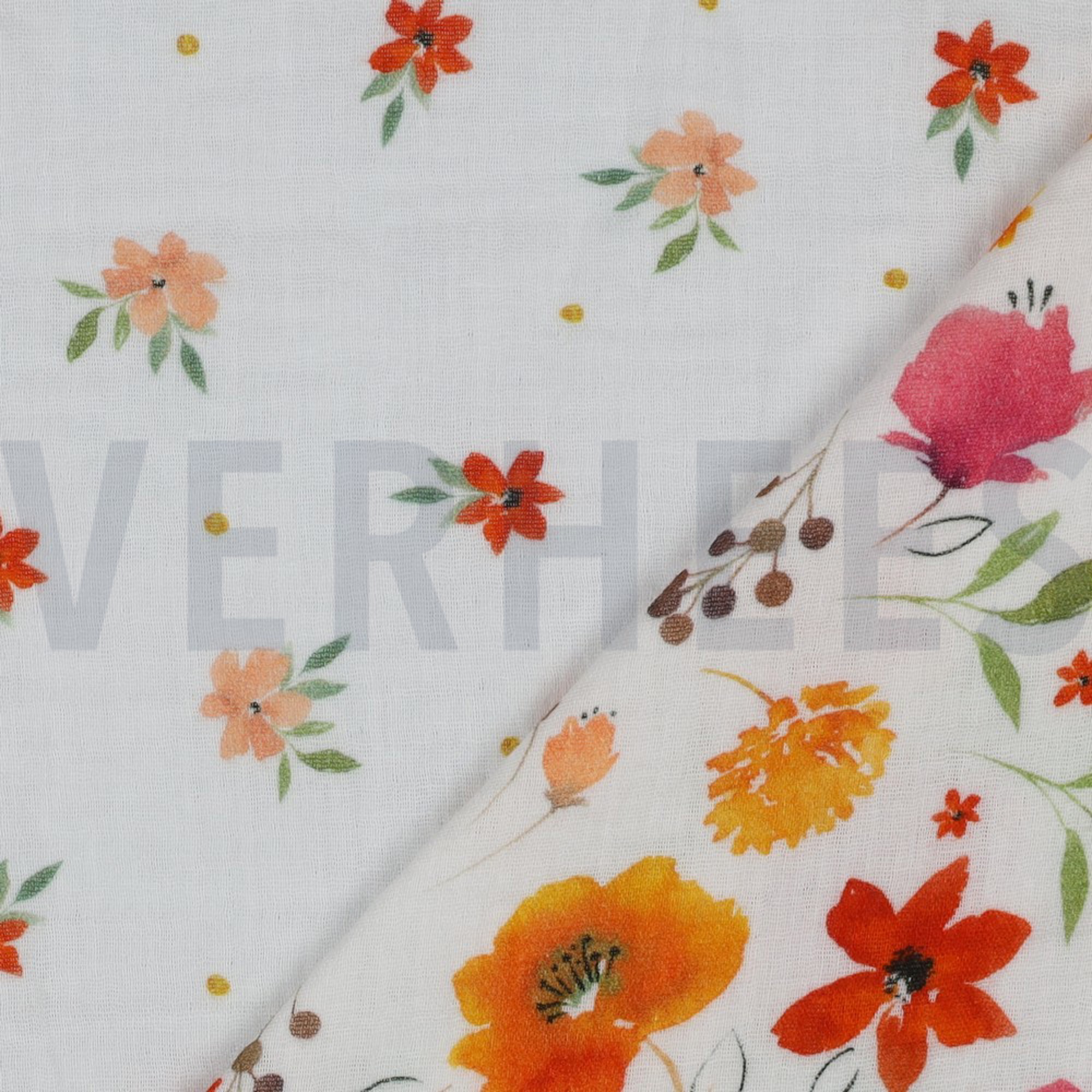 DOUBLE GAZE DE COTON FLEURS ROSE (high resolution) #3