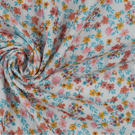 DOUBLE GAUZE GOTS DIGITAAL BLOEMEN ROZE #7