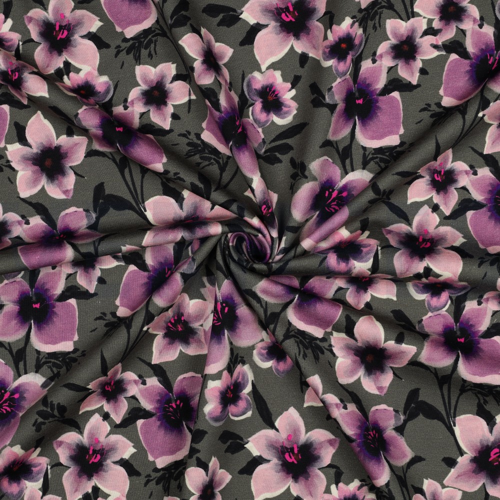 FRENCH TERRY DIGITAL BLUMEN GRÜN #7