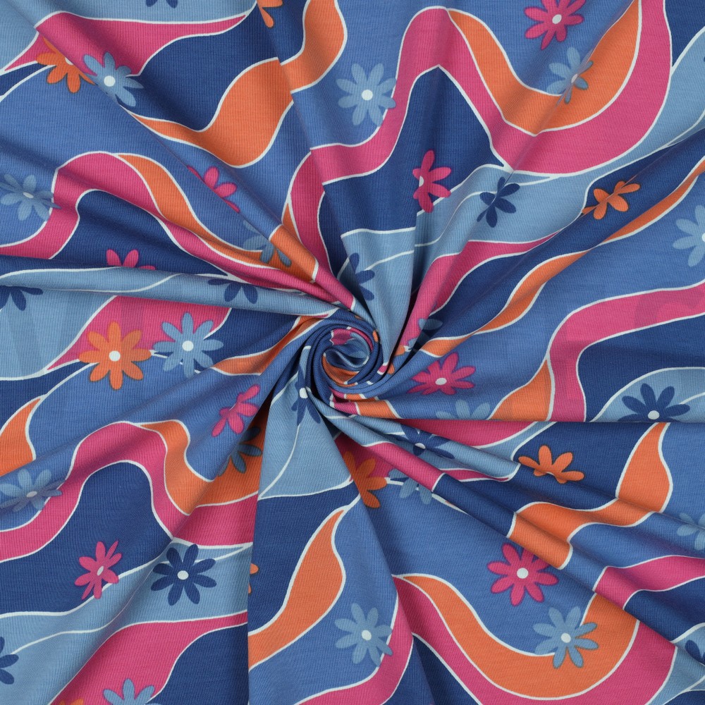 JERSEY FLOWERS BLUE #7