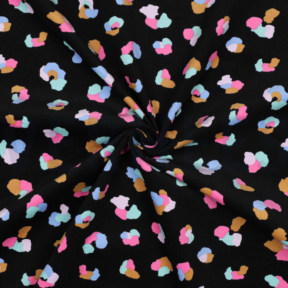 CORDUROY BABYRIB DIERENPRINT ZWART #7