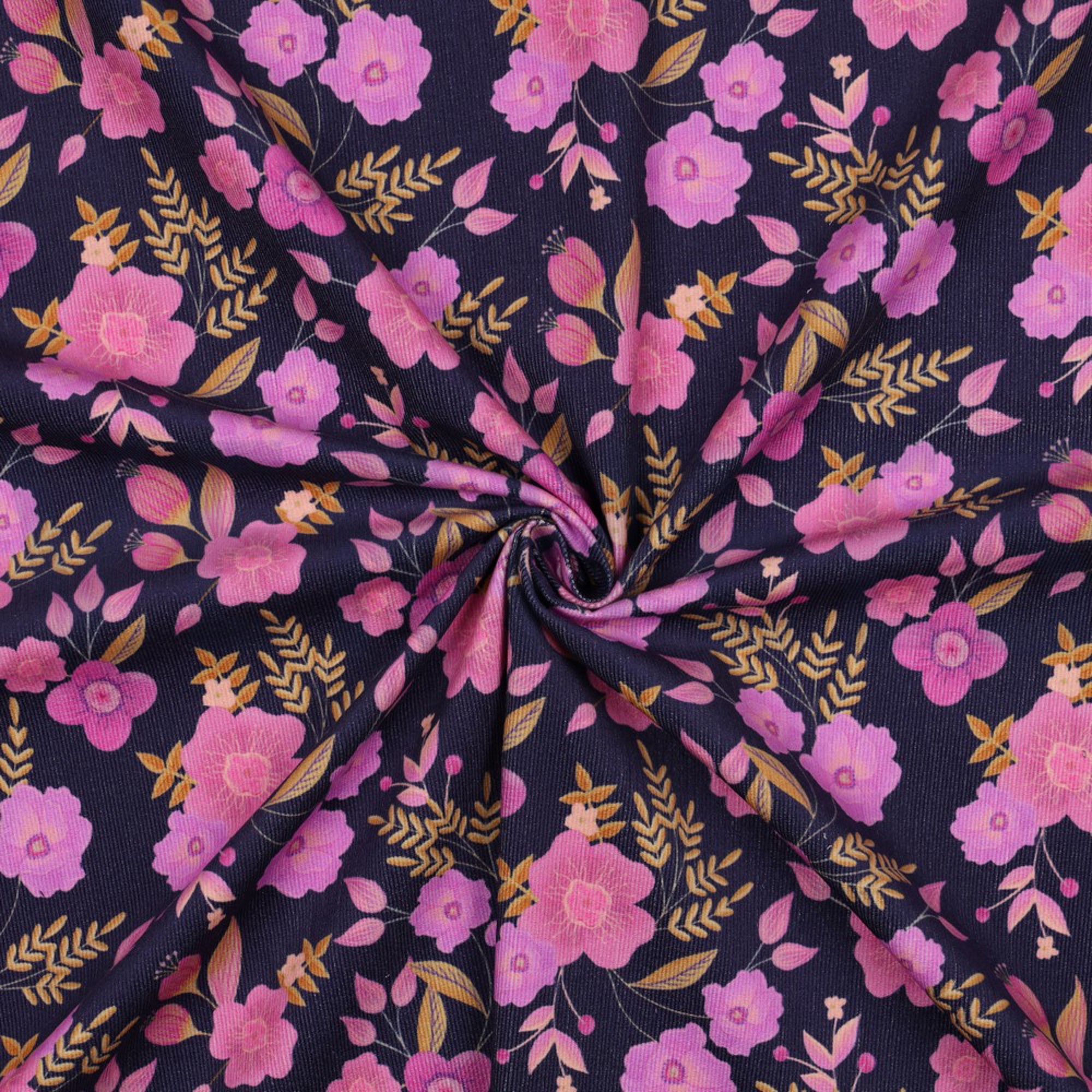 CORDUROY BABYRIB DIGITAAL BLOEMEN MARINEBLAUW (high resolution) #3