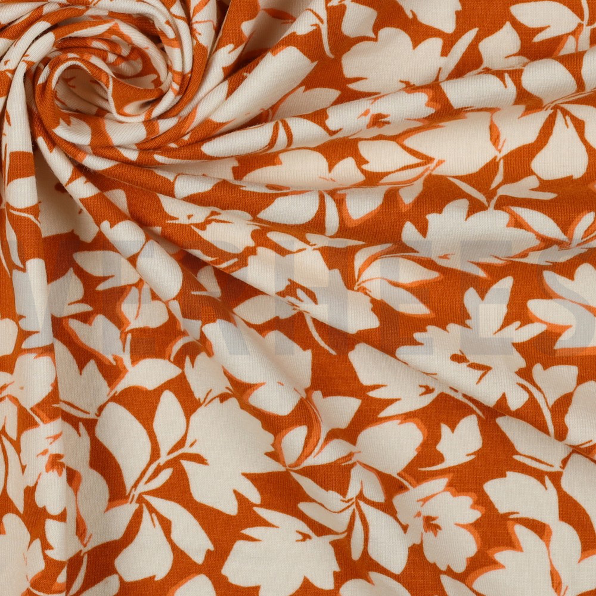BAMBOO COTTON JERSEY FLOWERS PUMPKIN (high resolution) #3