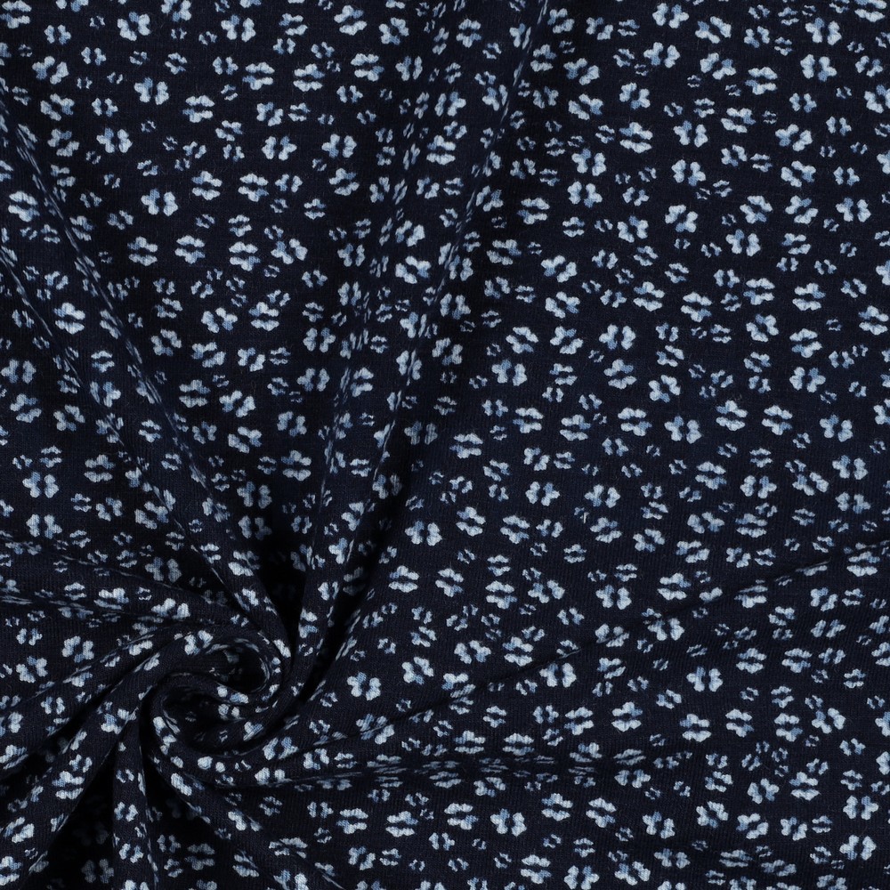 BAMBOE KATOEN JERSEY BLOEMEN MARINEBLAUW #7
