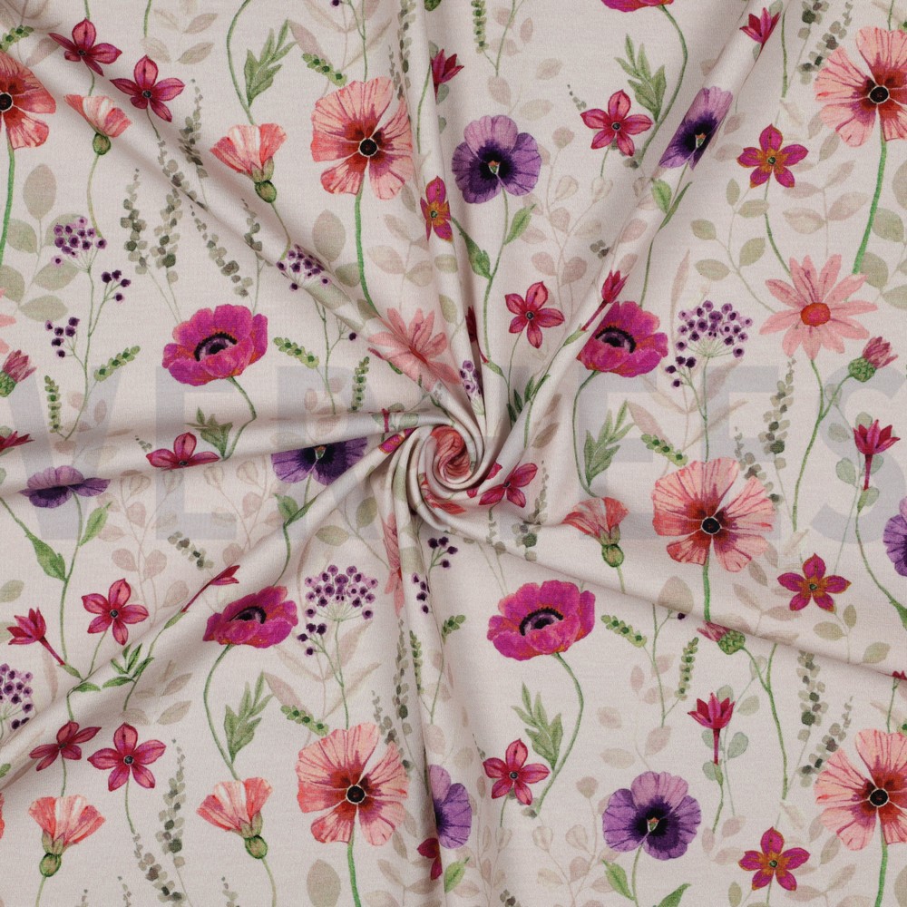 JERSEY DIGITAL BLUMEN GEBROCHEN WEISS #7