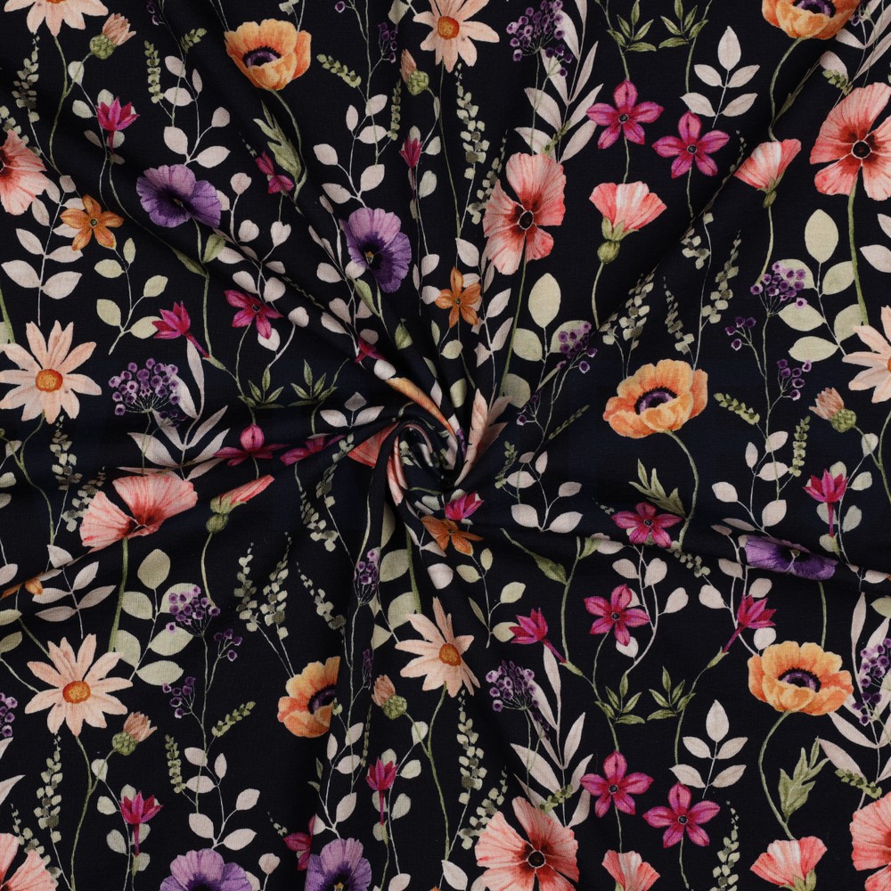 JERSEY DIGITAL BLUMEN MARINEBLAU #7