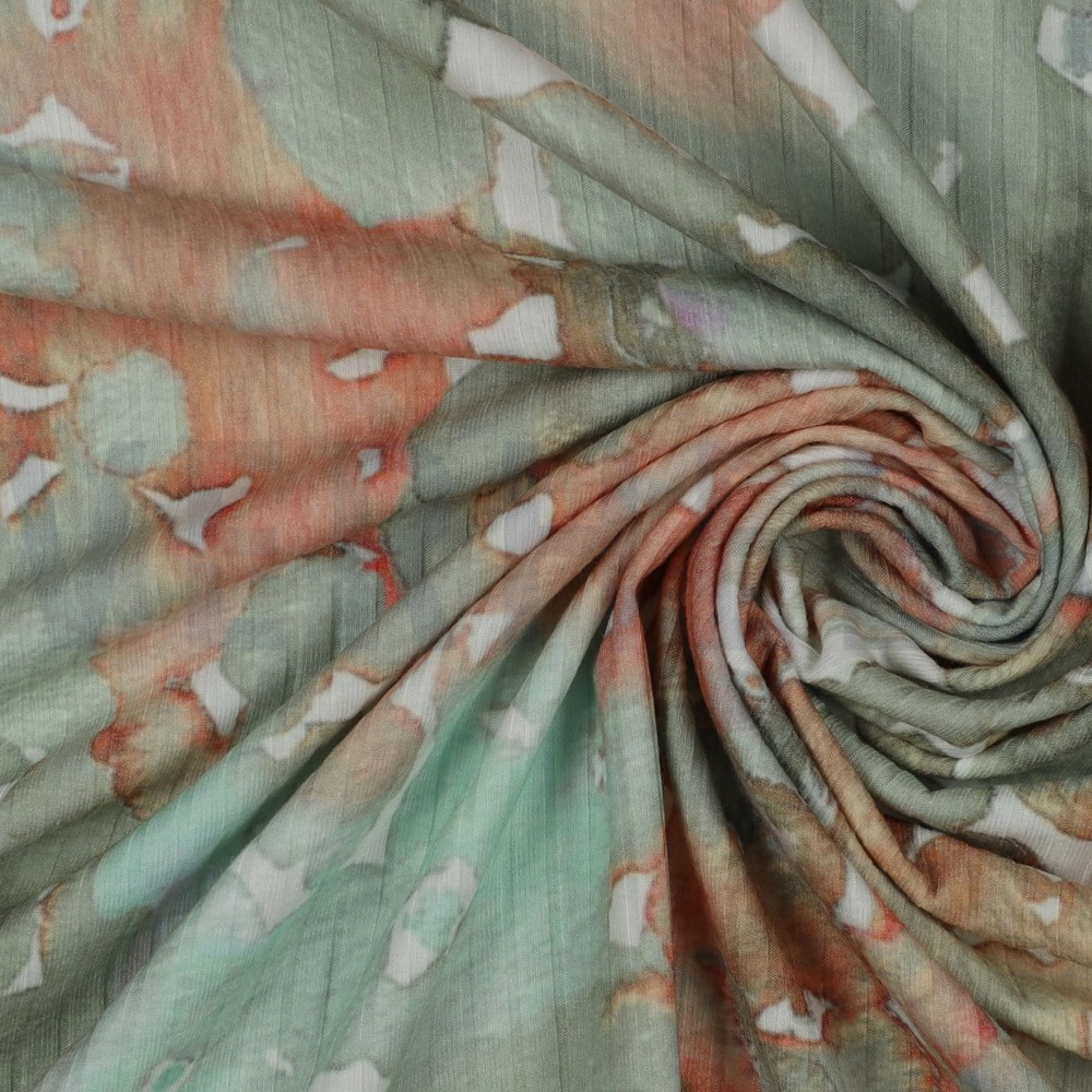 RIB JERSEY DIGITAL FLOWERS LIGHT MINT #7