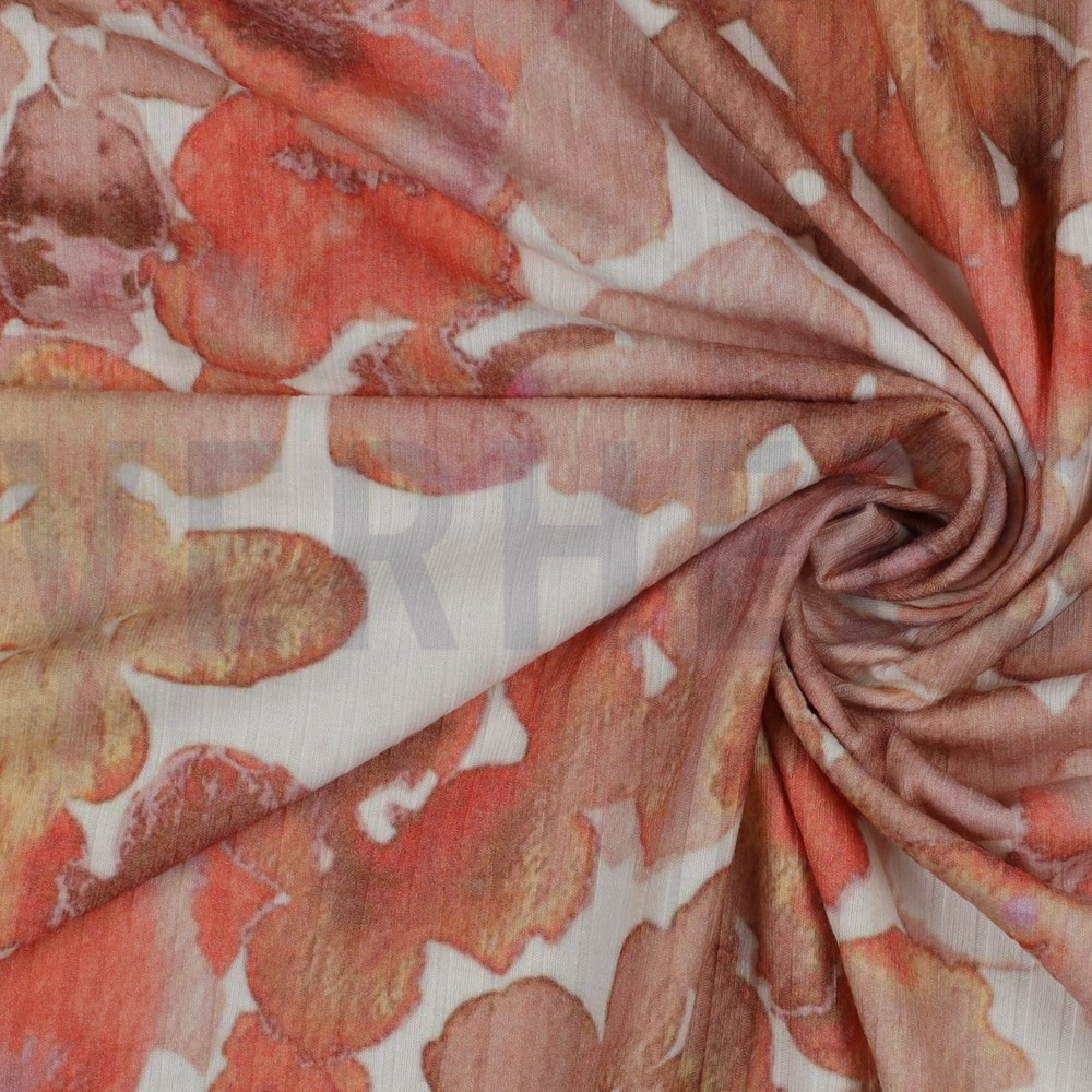 RIB JERSEY DIGITAAL BLOEMEN PERZIK #7