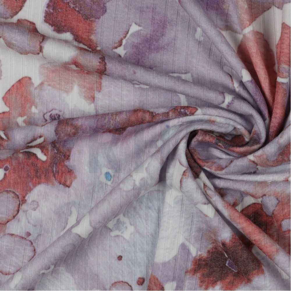 RIB JERSEY DIGITAAL BLOEMEN LAVENDEL #7
