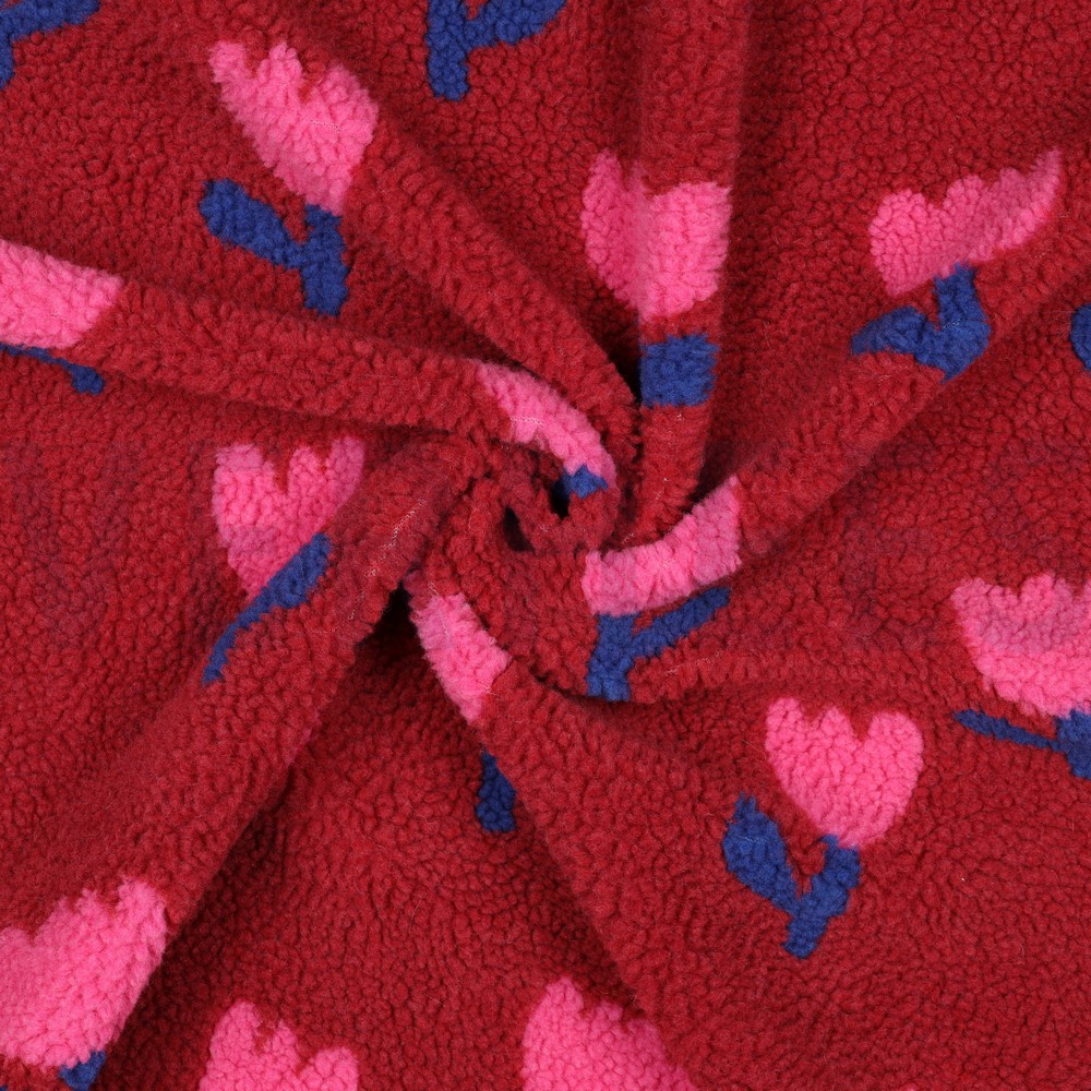 TEDDYSTOFF JACQUARD BLUMEN DUNKELROT #7