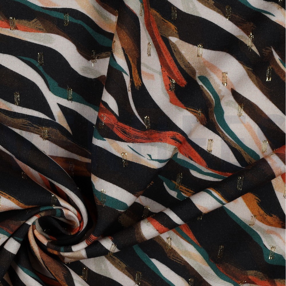 VISCOSE LUREX DIGITAAL DIERENHUID ZWART/ORANJE #7