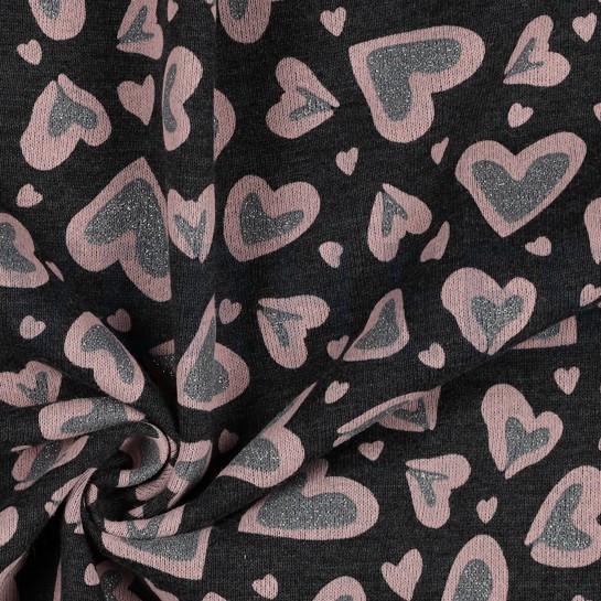 SWEAT MELANGE GLITZER LEOPARD HERZEN ANTHRAZIT MELIERT #7