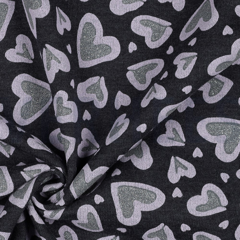 SWEAT MELANGE GLITTER LEOPARD HEARTS INDIGO MELANGE #7