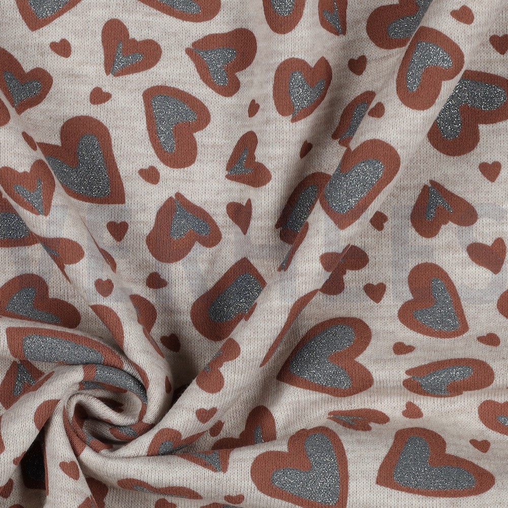 SWEAT MELANGE GLITTER LEOPARD HEARTS LIGHT SAND MELANGE #7