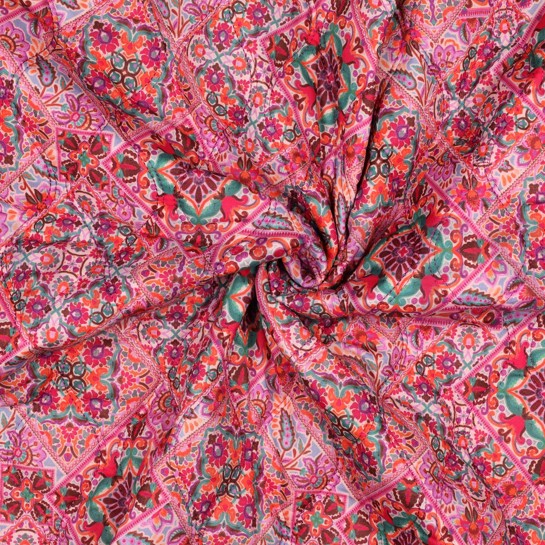 COTON VOILE MATELASSÉ DIGITAL PATCHWORK ROSE #7