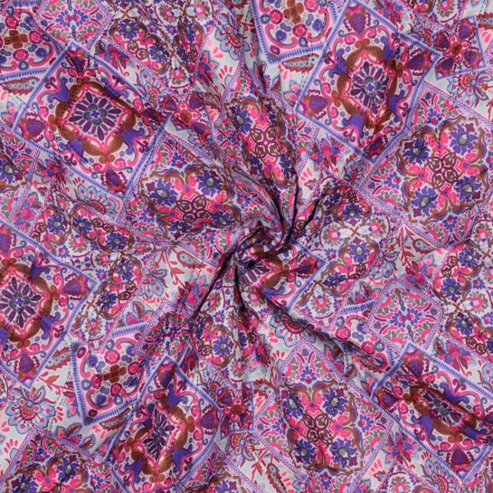COTON VOILE MATELASSÉ DIGITAL PATCHWORK BLEU #7