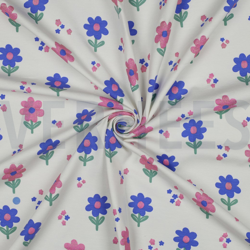 JERSEY PAILLETÉE FLEURS BLANC CASSÉ #7