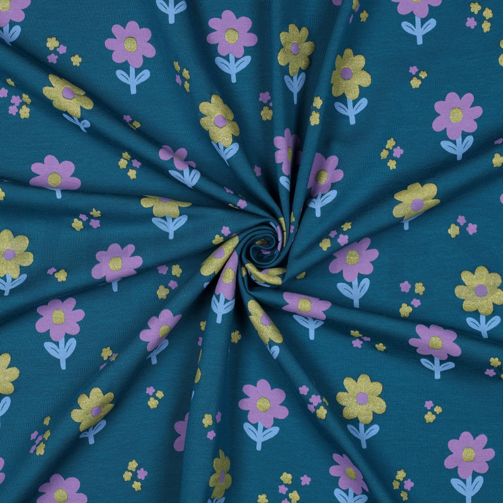 JERSEY PAILLETTES FLEURS PÉTROLE (high resolution) #3
