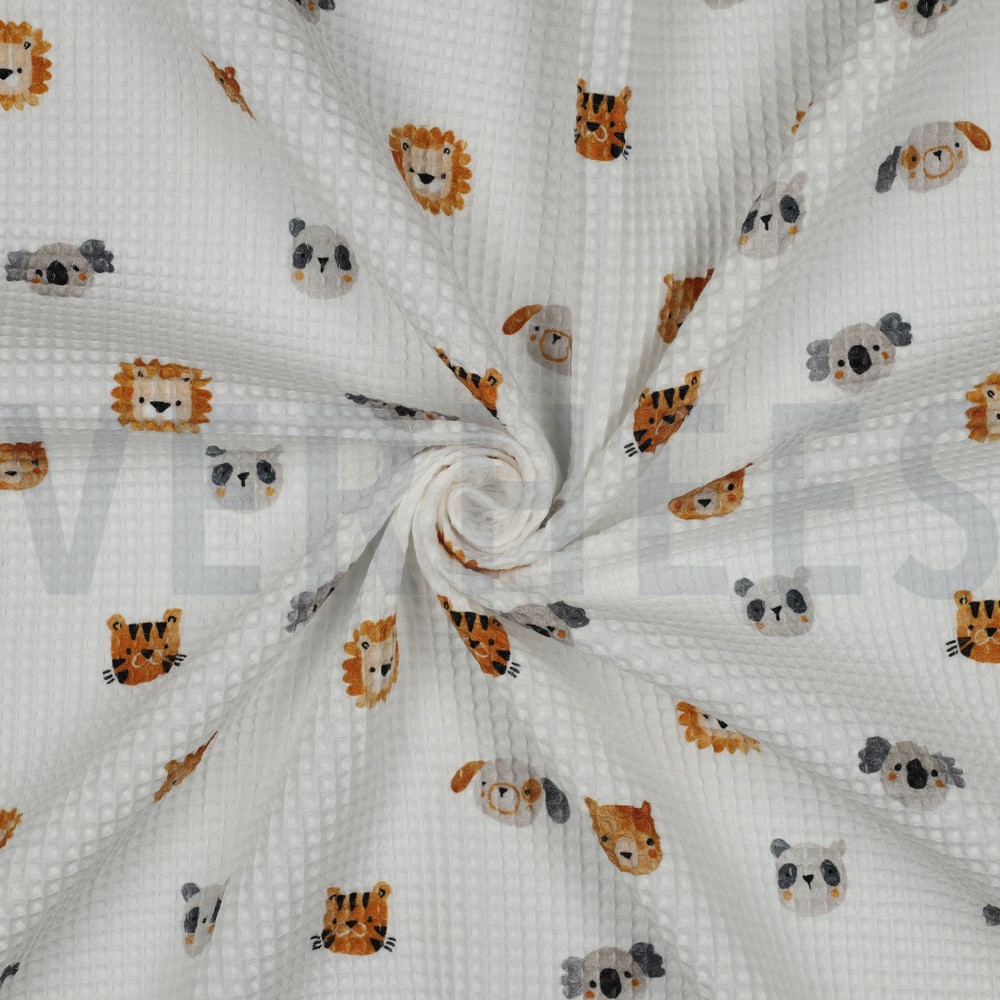 COTTON WAFFLE DIGITAL ANIMALS WHITE #7