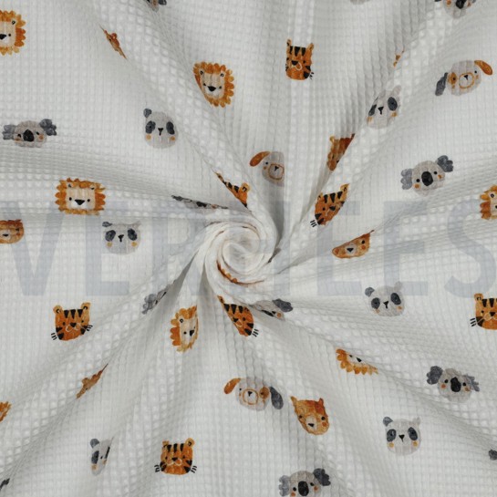 COTON NID D'ABEILLE DIGITAL ANIMAUX BLANC #7