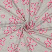 JERSEY MELANGE NEON BLUMEN ECRU (thumbnail) #3
