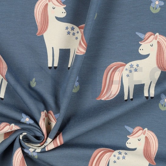JERSEY GLITTER UNICORNS BLUE #7