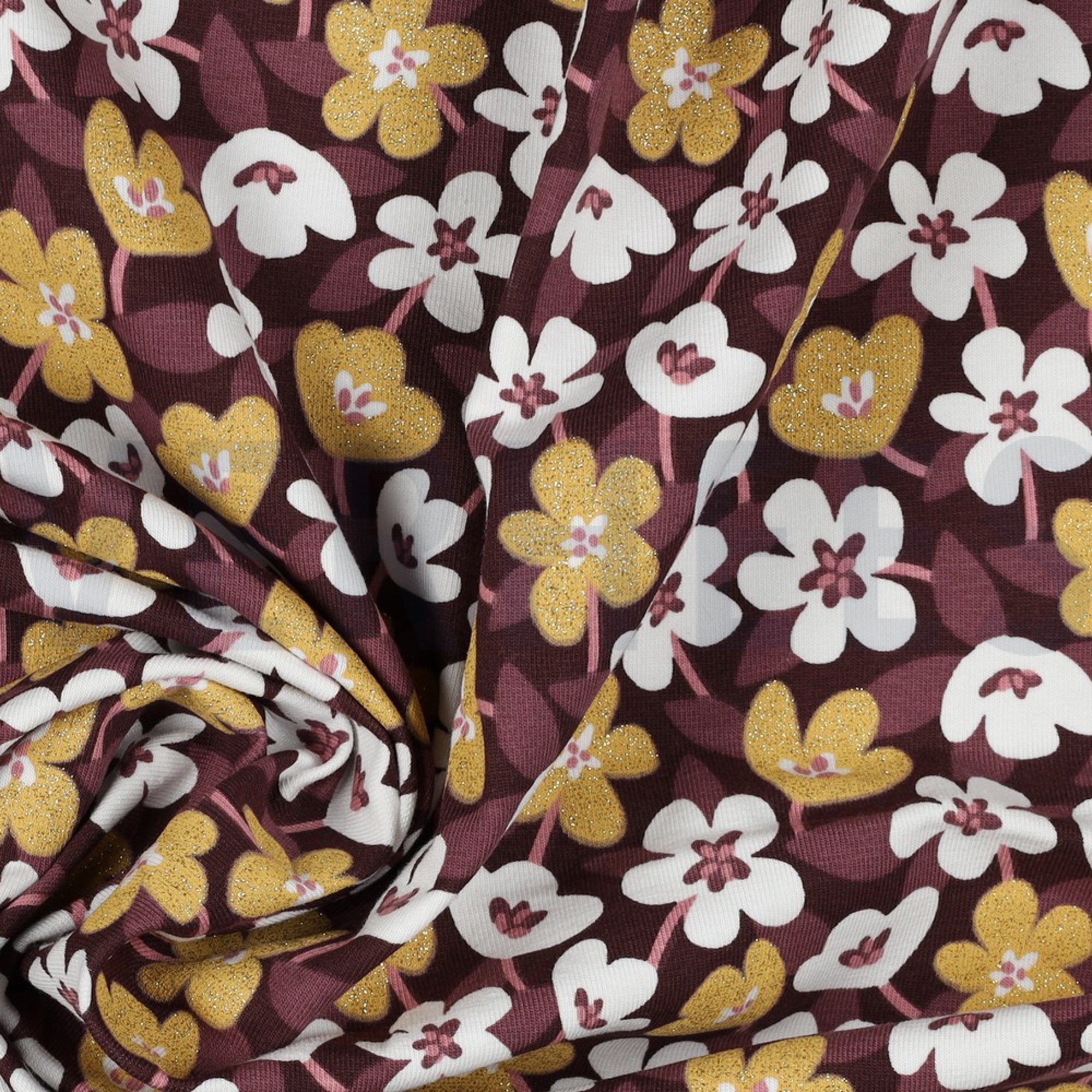 JERSEY GLITTER FLOWERS WINE RED (high resolution) #3