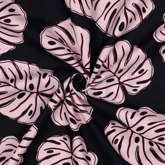 CANVAS MONSTERA LEAVES NAVY #7