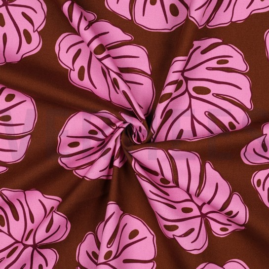 CANVAS MONSTERA LEAVES BROWN #7