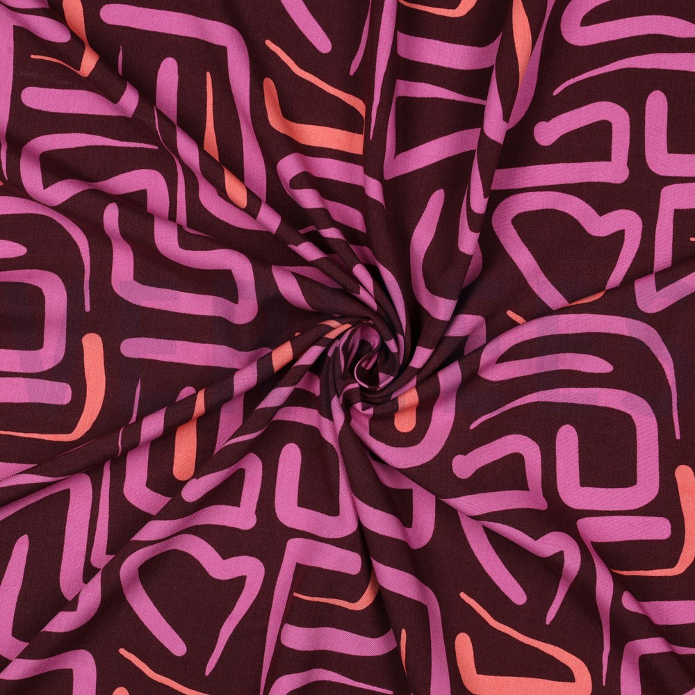VISCOSE RADIANCE ABSTRACT BURGUNDY #7