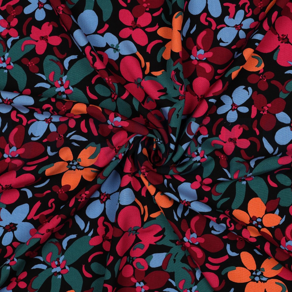 VISCOSE RADIANCE FLOWERS BLACK #7