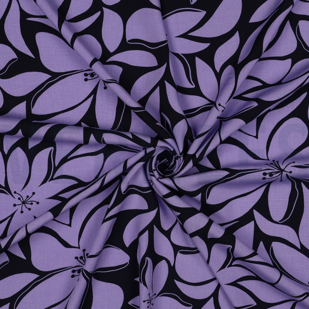 VISCOSE RADIANCE BLOEMEN DONKERBLAUW/LILA #7