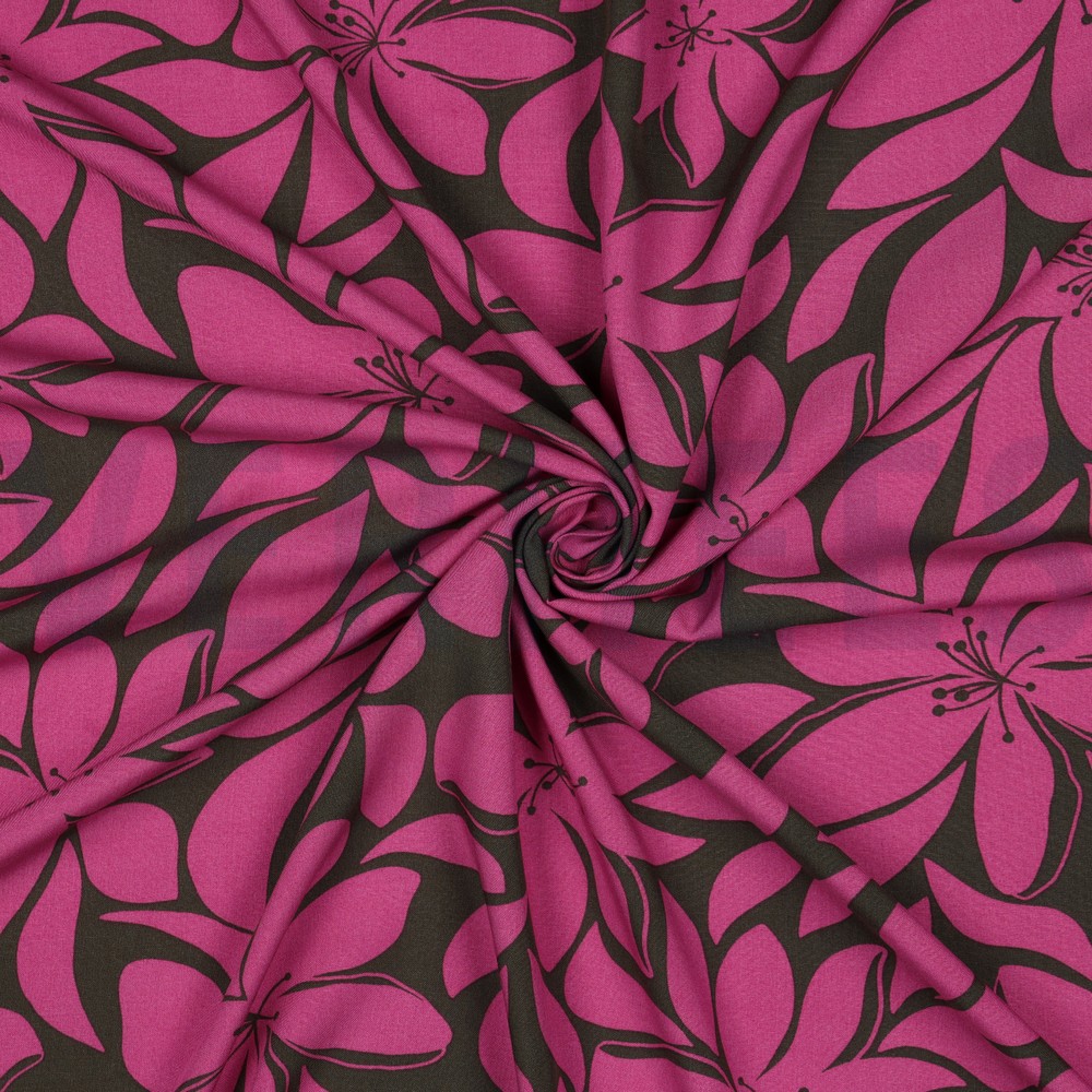 VISCOSE RADIANCE FLEURS VERT/ROSE #7