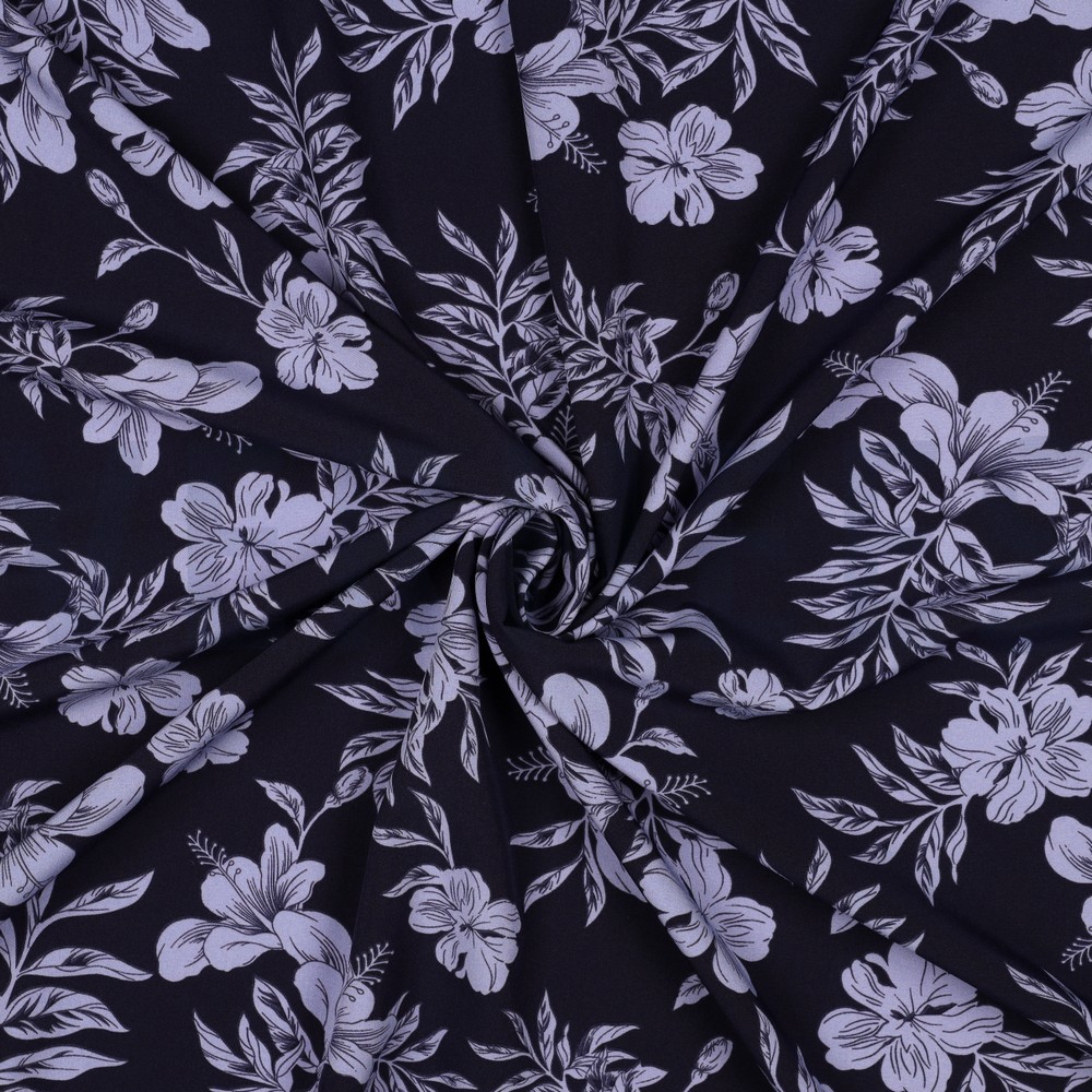MAGNOLIA STRETCH TROPICAL FLOWERS NAVY #7