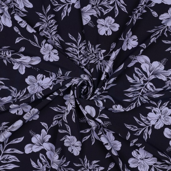 MAGNOLIA STRETCH TROPISCHE BLOEMEN MARINEBLAUW #7