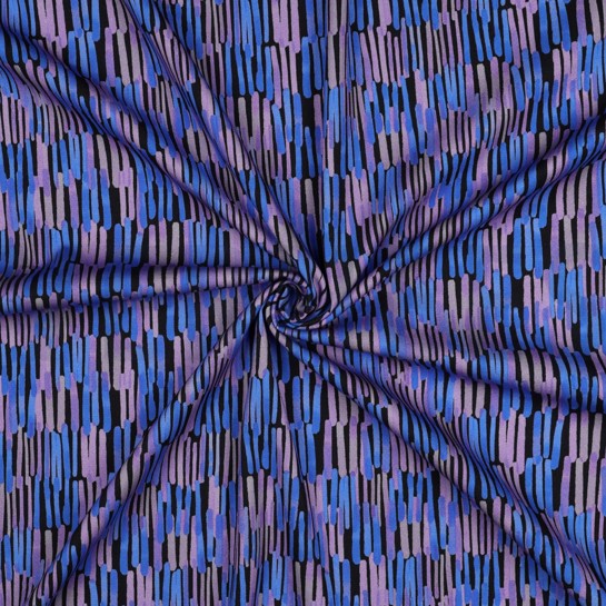 VISKOSE ROSELLA STRETCH DIGITAL STREIFEN SCHWARZ #7