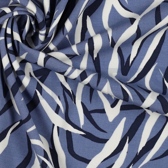 VISCOSE POPLIN STRETCH DIERENHUID JEANSBLAUW #7