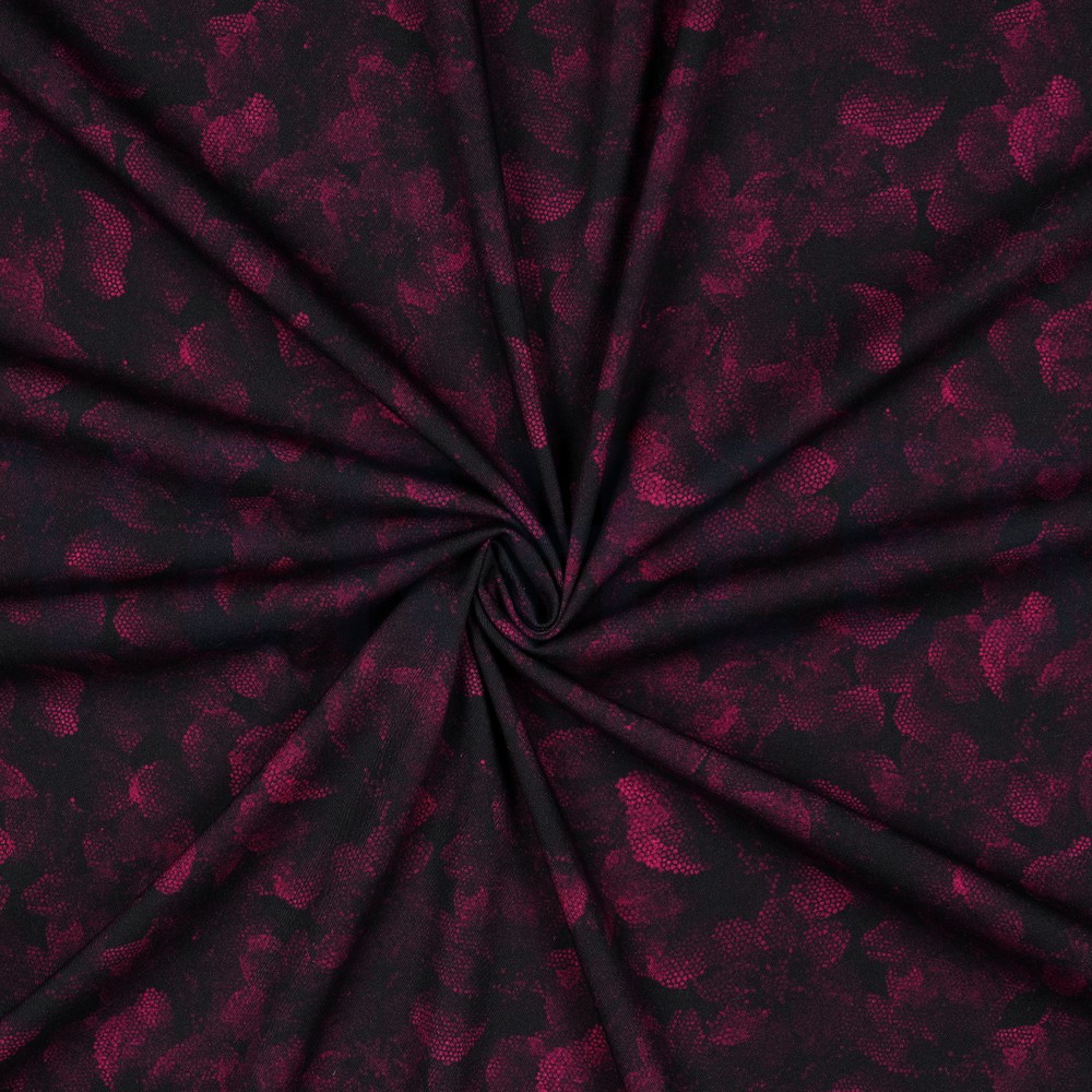 VISCOSE ROSELLA STRETCH DIGITAAL BLOEMEN FUCHSIA #7