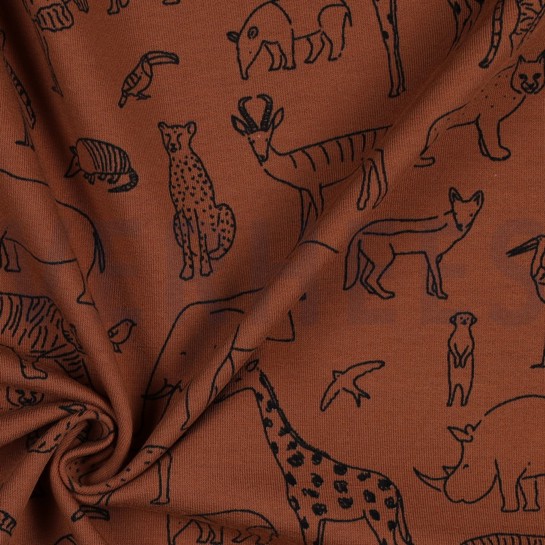 FRENCH TERRY SAFARI DIEREN AMANDEL #7